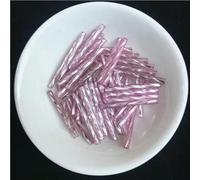 Perles de tube de verre, Entretoise, 36 pièces/lot, 2.5mm x 25mm, graine tchèque torsadée, clairons, fabrication de bijoux/vêtements for femmes, accessoires de couture(Light Pink)