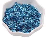 Perles de tube de verre torsadées en verre 2x6mm | Multicolore 2x6mm 300/13500pcs bijoux à bricoler soi-même(Denim Blue26,300pcs)