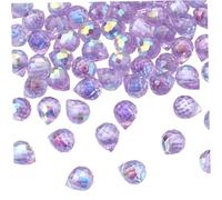 Perles de verre à facettes, 50 perles en forme de larme cristal, violet, trou 1, 2 mm