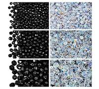 Perles de verre à facettes tchèques, Fire-Polished, rondes 3 mm, 4 mm, 6 mm, deux couleurs, total 500 pièces, Set 2CFP 004 (3FP001 3FP002 4FP001 4FP002 6FP001 6FP002)