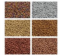 Perles de verre à pressés tchèques, rondes d'un diamètre de 3 mm, six couleurs, un total de 600 perles, Set 3RP 623 (3RP111 3RP112 3RP113 3RP114 3RP115 3RP116)