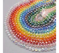 Perles de verre cristal facettées rondes en forme de roue colorée, 8 mm, 30 pièces/sachet, pour la création de bijoux et accessoires (bracelets, etc.) - 2 couleurs assorties - Lot de 30 perles de 5