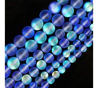 Perles de verre en cristal aurore bleu mat, 6 mm, perles rondes en vrac, effet givré, scintillantes, sirène, pierre de lune synthétique holographique arc-en-ciel pour la fabrication de bijoux et