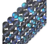 Perles de verre en cristal aurore gris mat, 6 mm, perles rondes en vrac, effet givré scintillant, sirène en vrac, pierre de lune synthétique holographique arc-en-ciel pour la fabrication de bijoux et