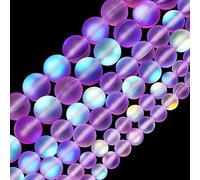 Perles de verre en cristal aurore violet mat, 6 mm, perles rondes en vrac, effet givré scintillant, sirène en vrac, pierre de lune synthétique holographique arc-en-ciel pour la fabrication de bijoux