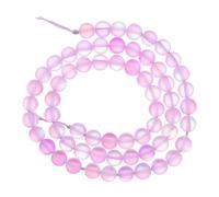 Perles de verre en cristal mat de 6 mm - Perles rondes semi-précieuses synthétiques givrées brillantes en vrac - Pierre de lune synthétique pour la fabrication de bijoux et bracelets - Violet clair