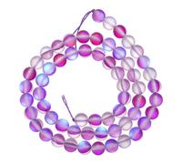 Perles de verre en cristal mat de 6 mm - Perles rondes semi-précieuses synthétiques givrées brillantes en vrac - Pierre de lune synthétique pour la fabrication de bijoux et bracelets - Violet