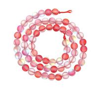 Perles de verre en cristal mat de 6 mm - Perles rondes semi-précieuses synthétiques givrées brillantes en vrac - Pierre de lune synthétique pour la fabrication de bijoux et bracelets - Rouge