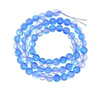 Perles de verre en cristal mat de 6 mm - Perles rondes semi-précieuses synthétiques givrées brillantes en vrac - Pierre de lune synthétique pour la fabrication de bijoux et bracelets - Bleu