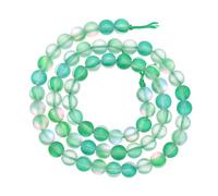 Perles de verre en cristal mat de 6 mm - Perles rondes semi-précieuses synthétiques givrées brillantes en vrac - Pierre de lune synthétique pour la fabrication de bijoux et bracelets - Vert