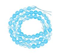 Perles de verre en cristal mat de 6 mm - Perles rondes semi-précieuses synthétiques givrées brillantes en vrac - Pierre de lune synthétique pour la fabrication de bijoux et bracelets - Bleu clair