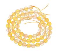 Perles de verre en cristal mat de 6 mm - Perles rondes semi-précieuses synthétiques givrées et brillantes - Pierre de lune synthétique pour la fabrication de bijoux et bracelets - Jaune