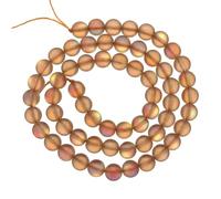 Perles de verre en cristal mat de 6 mm - Perles rondes semi-précieuses synthétiques givrées et brillantes - Pierre de lune synthétique pour la fabrication de bijoux et bracelets - Marron