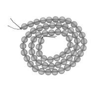 Perles de verre en cristal mat de 6 mm - Perles rondes semi-précieuses synthétiques givrées et brillantes - Pierre de lune synthétique pour la fabrication de bijoux et bracelets - Gris argenté