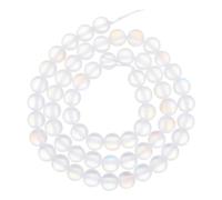 Perles de verre en cristal mat de 6 mm - Perles rondes semi-précieuses synthétiques givrées et brillantes - Pierre de lune synthétique pour la fabrication de bijoux et bracelets - Blanc