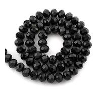 Perles de verre tchèque, en cristal CZ de Bohême, rondes, à facettes, 4/6/8/10 mm, couleur au choix : noires, 6 x 4 mm