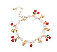Perles délicates de fruits, confortable, cœur, poignet, alliage de pierres précieuses, texture, amulette en forme de cœur de fraise douce adaptée au chercheur de bijoux individuel, フリーサイズ