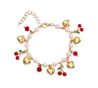 Perles délicates de fruits, confortable, cœur, poignet, alliage de pierres précieuses, texture, amulette en forme de cœur de fraise douce adaptée au chercheur de bijoux individuel, フリーサイズ