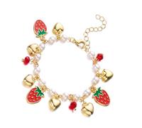 Perles délicates en forme de fruit, confortable, cœur, poignet, alliage de pierres précieuses, texture, breloque en forme de cœur de fraise douce adaptée au chercheur de bijoux individuel, フリーサイズ