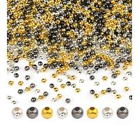 Perles d'Espacement 4mm - 900 Pièces Intercalaires pour Bracelet à Écraser en Noir, Argent, Doré pour la Fabrication de Bijoux