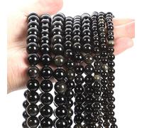 Perles D'espacement En Pierre Noire Naturelle,Obsidienne,Lave,Labrumen,Ite,Agates,Hématite,Adt,Pour Bijoux,Bracelets De Bricolage - Type Gold Obsidian-4mm-About 90pcs