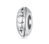 Perles d'espacement en silicone étoile et lune breloque en argent sterling 925 convient au bracelet pandora