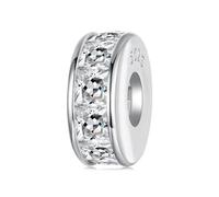Perles d'espacement en silicone scintillantes coupe princesse breloque en argent sterling 925 convient au bracelet pandora, bsc1151