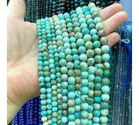 Perles d'espacement rondes en pierre de soleil naturelle de 4, 6, 8 et 10 mm pour la création de bijoux, bracelets, breloques et accessoires DIY - Turquoise verte du Pérou - 10 mm - 18 pièces, 18 cm