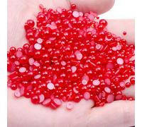 Perles d'imitation Demi-rond Flatback Perles en vrac à dos plat Gemme pour la fabrication de bijoux Artisanat Vêtements Accessoires Nail Art Décoration, 23 rouge, 2mm 900pcs