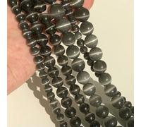 Perles d'opale œil de chat rose, 4/6/8/10/12 mm, en pierre naturelle et verre, pour la création de bijoux, bracelets et accessoires DIY, 15 pouces (38 cm) - gris - 6 mm, 61 perles