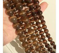 Perles d'opale œil de chat rose, 4/6/8/10/12 mm, en pierre naturelle et verre, pour la création de bijoux, bracelets et accessoires DIY, 15 pouces (38 cm) - couleur café - 6 mm, 61 perles