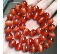 Perles d'opale œil de chat rose de 4/6/8/10/12 mm, en pierre naturelle et verre, pour la création de bijoux, bracelets et accessoires DIY, 15 pouces (38 cm) - rouge - 6 mm, 61 perles