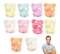 Perles d'ours, oursons gommeux en résine - 10 ours gommeux de couleurs mélangées avec trou vertical | Entretoises de perles d'ours en bonbons pour porte-clés de bijoux, art et décoration et décoration
