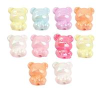 Perles d'ourson caoutchouteux avec trous,Perles d'ours caoutchouteux avec trou vertical - Pendentif pour perles de petits animaux de 10 pièces avec trou vertical - Perles d'imitation d'ours de caramel