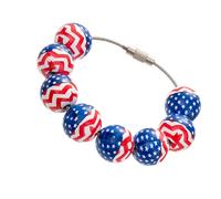 Perles du 4 juillet, perles patriotiques en bois, perles rondes avec rayures et étoiles rouges, blanches et bleues d'Amérique | Perles artisanales du jour de l'indépendance, décoration Indep