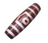 Perles dzi tibétaines pour hommes, Pendentif en perle dzi à trois yeux en agate naturelle, onyx rouge et cinabre, 4,8 x 1,5 cm, avec certificat