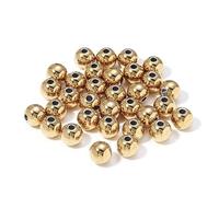 Perles en acier inoxydable de 2 mm, 3 mm à 10 mm for la fabrication de bijoux, perles d'espacement en vrac, trou de boule de 1,2 à 5 mm for bracelets et bijoux DIY(Gold color,6mm x hole2mm50pc)