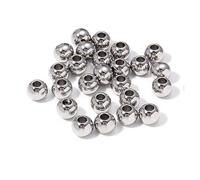 Perles en acier inoxydable de 2 mm, 3 mm à 10 mm for la fabrication de bijoux, perles d'espacement en vrac, trou de boule de 1,2 à 5 mm for bracelets et bijoux DIY(Steel color,6mm x hole2.5mm50pc)