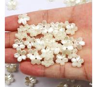 Perles en acrylique de 11 mm en forme de fleur blanche nacrée, perles d'espacement en vrac pour la fabrication de bijoux, bricolage, bracelet fait main pour enfants, accessoires de collier-B05482-100