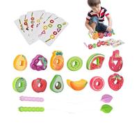 Perles en bois à enfiler, jouets pour enfiler des cordons en bois, jeu de cordes de fruits, jeu de lacets en bois, jeu d'enfilage de blocs en bois sur le thème des fruits pour tapis