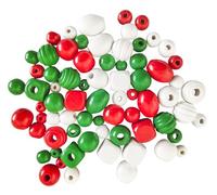 Perles en bois Couleurs de Noël de 0,5 à 2 cm 50 g