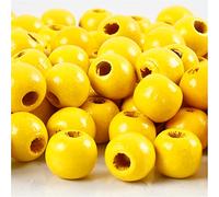 Perles en bois, d: 10 mm, jaune, 20gr, env. 70 pièce