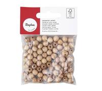 Perles en bois FSC 100%, polies, 8mm 82 pièces , nature