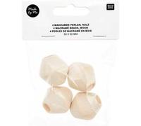 Perles en bois macramé - 30 mm - 4 pcs Marron G