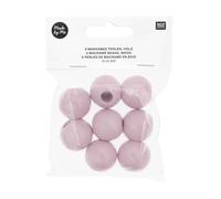 Perles en bois macramé - Rose - 25 mm - 8 pcs