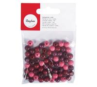 Perles En Bois Mates 8 Mm Teintes Rouges 65 Pièces