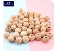 Perles En Bois Pour Bébé, 8-20mm, Clip De Sucette, Chaîne Sans Bpa, Perle De Hêtre, Anneau De Dentition, Collier D'allaitement, Jouet Pour Enfants