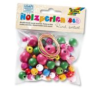 Folia – Perles en bois rondes, coloris assortis, 84 pièces