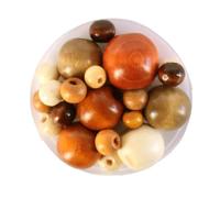 Perles en bois vernies 0,7 à 2 cm 50 pièces