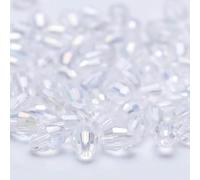 Perles en cristal autrichien en grains de riz de 4 x 6 mm, perles ovales en cristal de verre de couleur AB, perles d'espacement en vrac pour la fabrication de bijoux, bracelet DIY-MLZ001-14